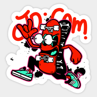 Dope running skateboard cartoon illustration Sticker